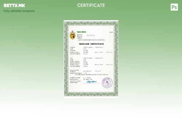 Модерен стил Тунис извод за брак Шаблон за Word и PDF